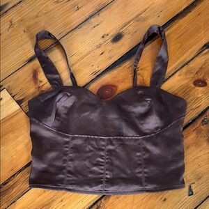 Elegant Brown Satin Women's Bustier